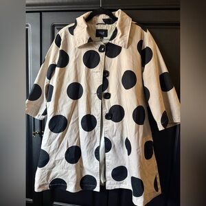 Talie Polka Dot Button-Up Lightweight Trench Coat